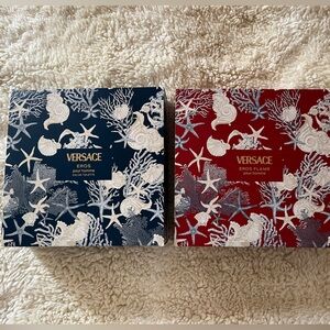Versace Eros Pour Femme Blue and Red Gift Boxes, empty